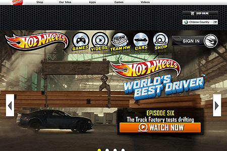 Hot Wheels website in 2013