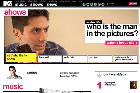 MTV website in 2013