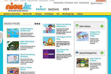 Nick Jr. website in 2013
