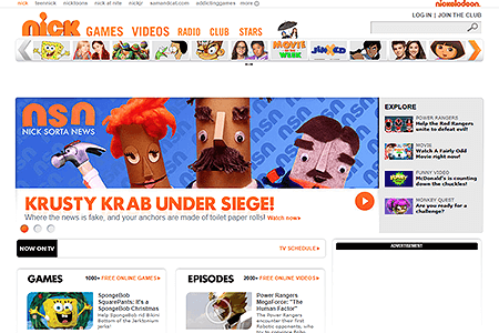Nickelodeon website in 2013