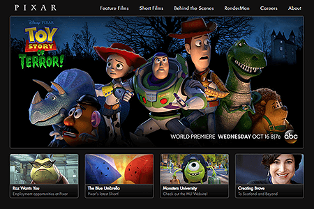 Pixar website in 2013