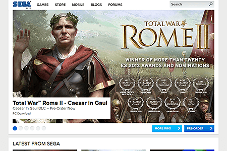 SEGA website in 2013