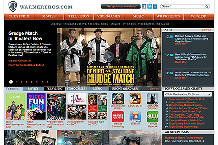 Warner Bros. website in 2013