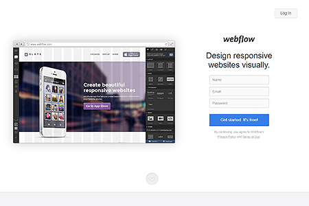 Webflow website in 2013