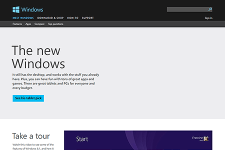 Windows 8.1 website in 2013