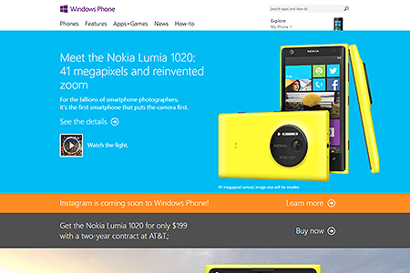Windows Phone website in 2013