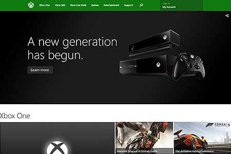 Xbox website in 2013