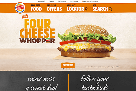 Burger King website in 2014