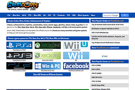 CheatCodes.com website in 2014