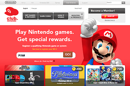 Club Nintendo website in 2014