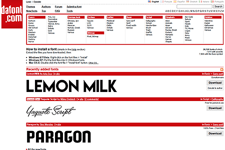 DaFont website in 2014