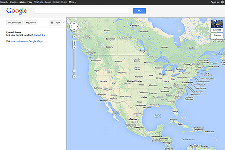Google Maps website in 2014