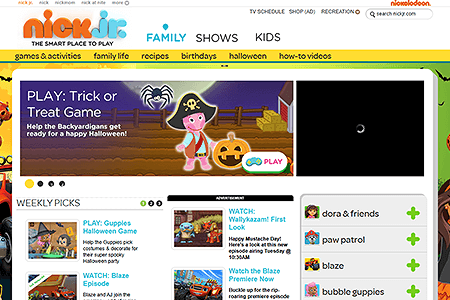 Nick Jr. website in 2014