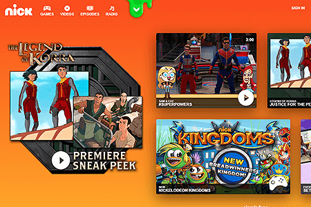 Nickelodeon website in 2014