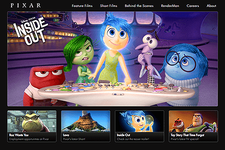 Pixar website in 2014