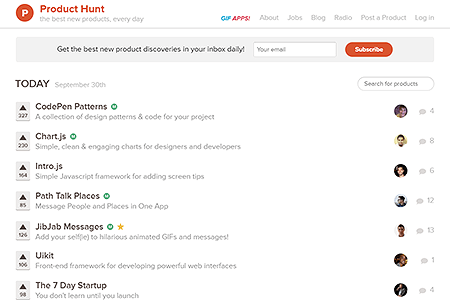 Product Hunt website in 2014