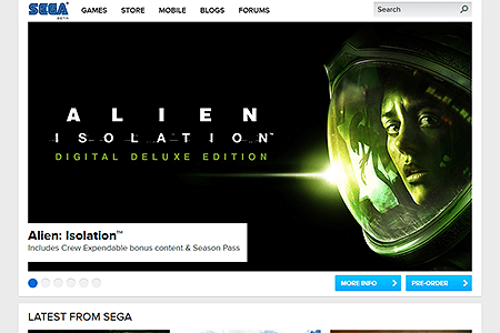 SEGA website in 2014