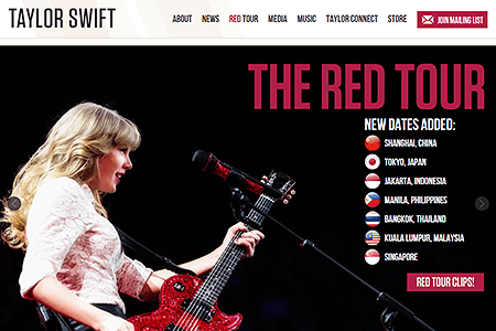 Taylor Swift website in 2014