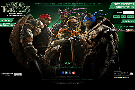 Teenage Mutant Ninja Turtles website in 2014