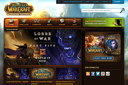 World of Warcraft website in 2014