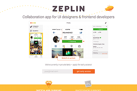 Zeplin website in 2014