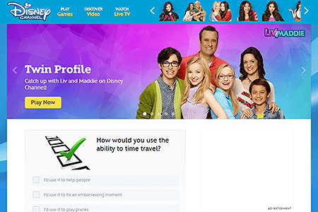 Disney Channel website in 2015
