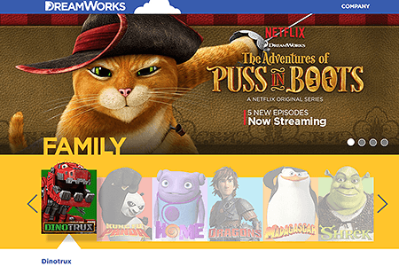 DreamWorks Animation website in 2015