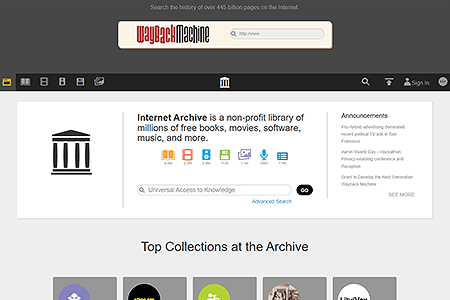 Internet Archive website in 2015