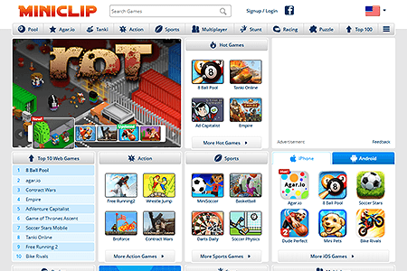 MiniClip website in 2015