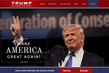 Make America Great Again! Donald J. Trump for President website in 2015