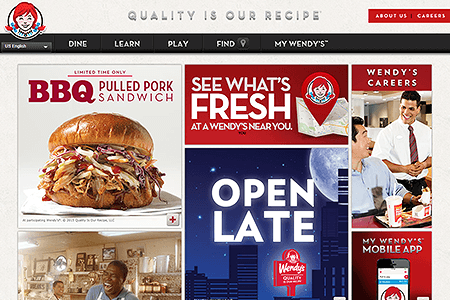 Wendy's website in 2015