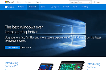 Windows 10 website in 2015