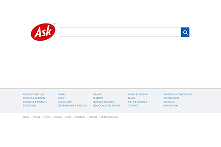 Ask.com website in 2016