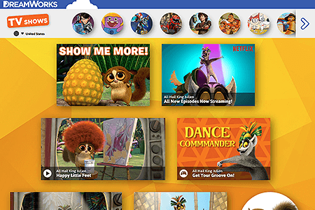 DreamWorksTV website in 2016