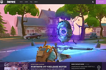 Fortnite website in 2016