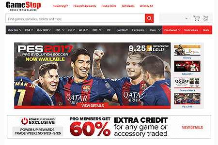 GameStop website in 2016
