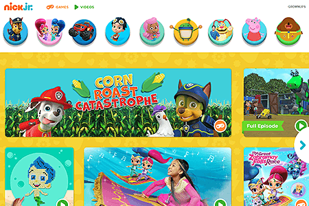 Nick Jr. website in 2016