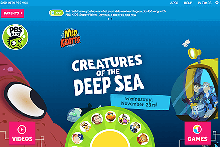 PBS Kids website in 2016