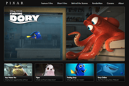 Pixar website in 2016