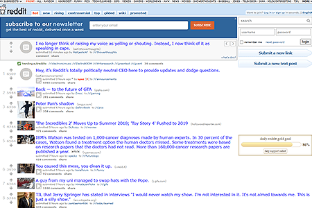Reddit website in 2016