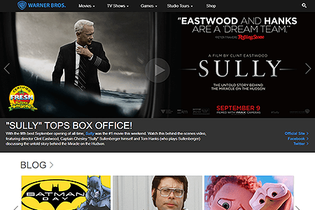 Warner Bros. website in 2016
