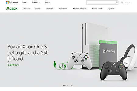 Xbox website in 2016