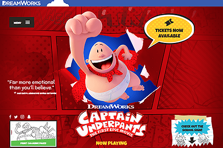 Captain Underpants: The First Epic Movie website in 2017