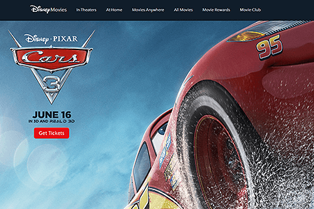 Cars 3 website in 2017