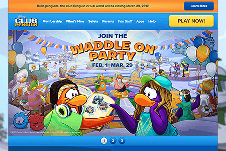 Club Penguin website in 2017