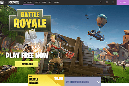Fortnite website in 2017