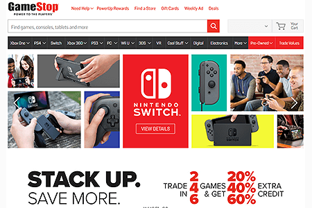 GameStop website in 2017