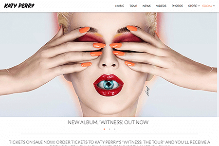 Katy Perry website in 2017