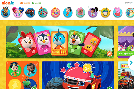 Nick Jr. website in 2017