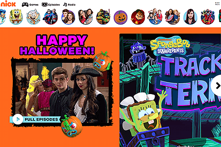 Nickelodeon website in 2017
